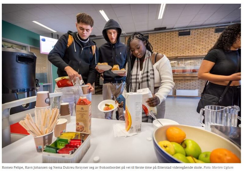 النرويج | تعليم : قريباً سيحصل جميع الطلاب في المدرسة الثانوية في أوسلو على طعام مجاني في المدرسة كل يوم